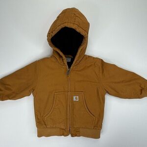 Carhartt Jacket Toddler 18 Months Brown Hooded Full Zip Quilted Duck Canvas
